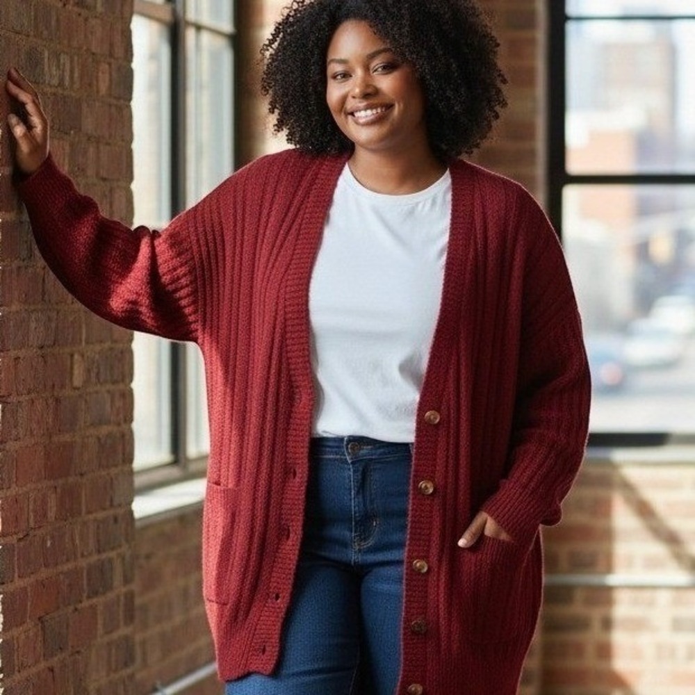 Torrid super soft Ribbed Button Front Longline Cardigan Sweater Pockets Size 2X